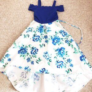 Extraordinary Blue Floral Asymmetrical Skirt Girls Special Occasion Dress 10